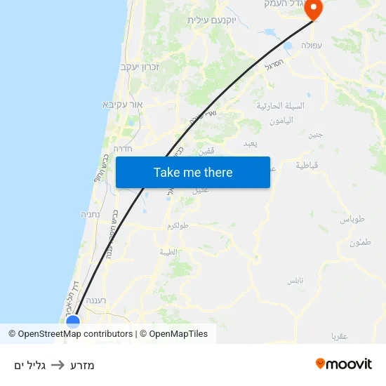 גליל ים to מזרע map
