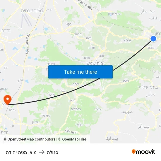 מ.א. מטה יהודה to סגולה map