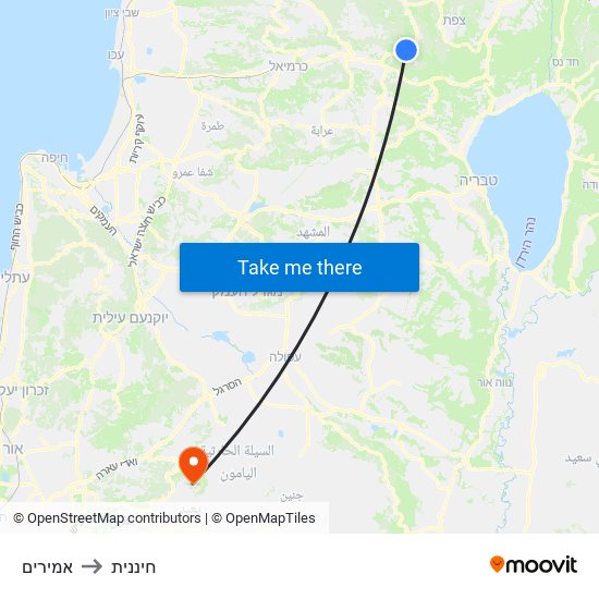 אמירים to חיננית map