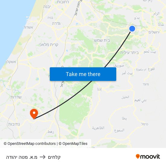 מ.א. מטה יהודה to קלחים map