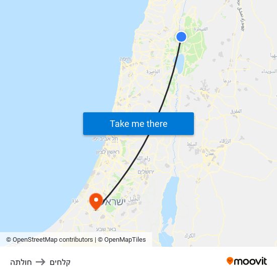 חולתה to קלחים map