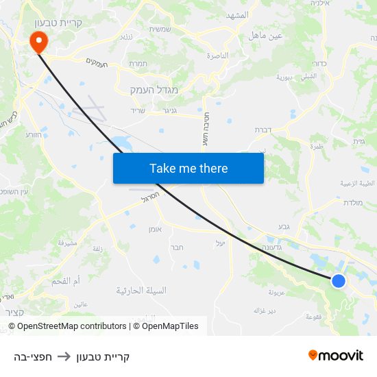 חפצי-בה to קריית טבעון map