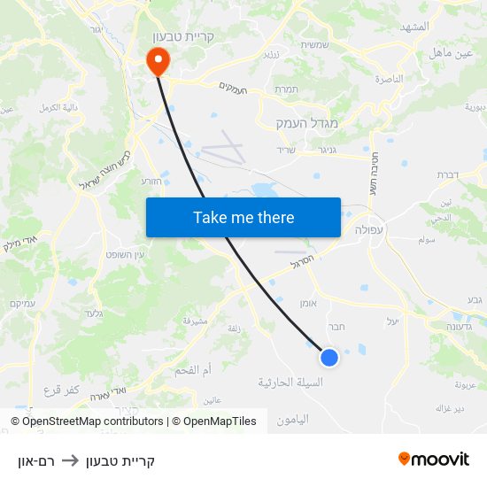 רם-און to קריית טבעון map