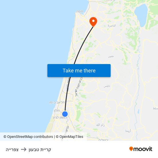 צפרייה to קריית טבעון map