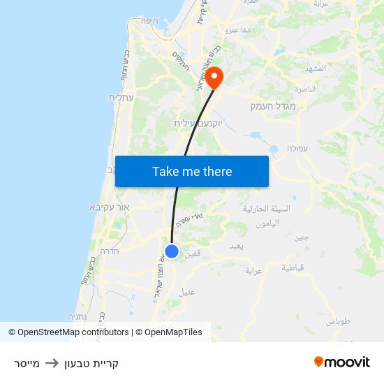 מייסר to קריית טבעון map