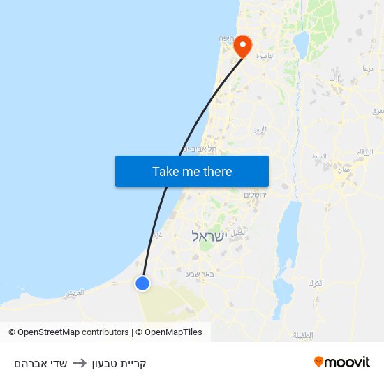 שדי אברהם to קריית טבעון map