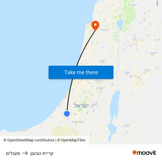 מעגלים to קריית טבעון map