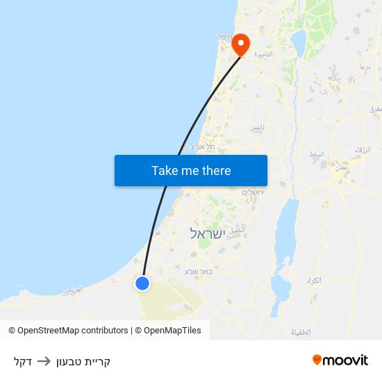 דקל to קריית טבעון map