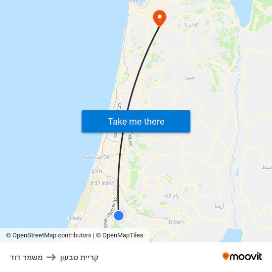 משמר דוד to קריית טבעון map