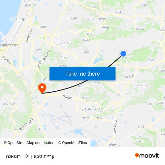 רומאנה to קריית טבעון map