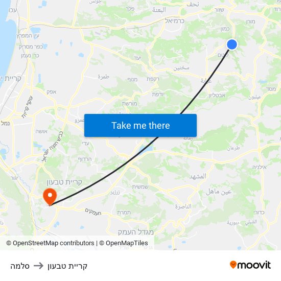 סלמה to קריית טבעון map