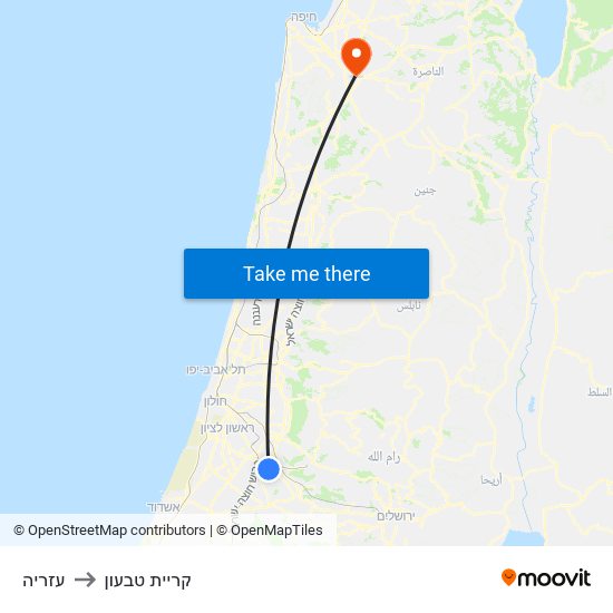 עזריה to קריית טבעון map