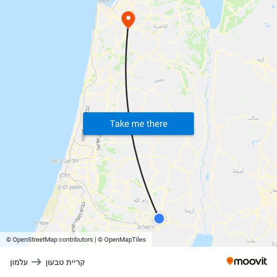 עלמון to קריית טבעון map