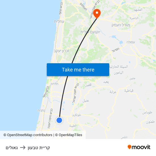 גאולים to קריית טבעון map