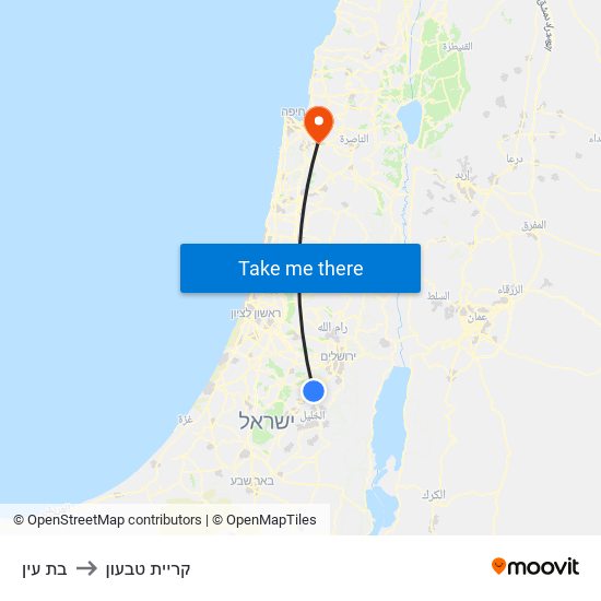 בת עין to קריית טבעון map