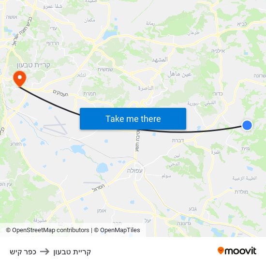 כפר קיש to קריית טבעון map