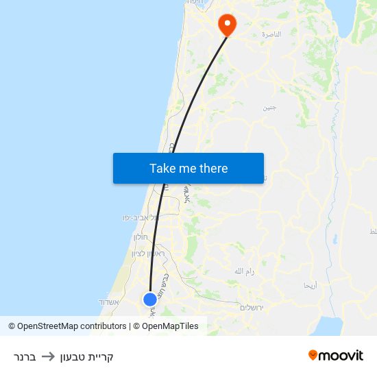 ברנר to קריית טבעון map