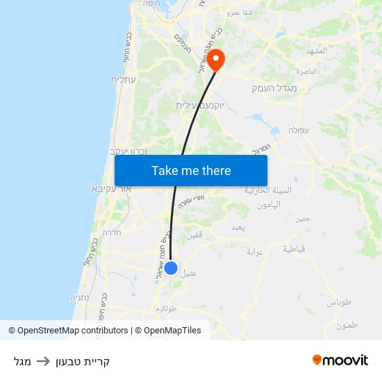 מגל to קריית טבעון map