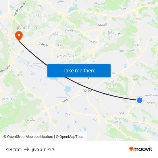 רמת צבי to קריית טבעון map