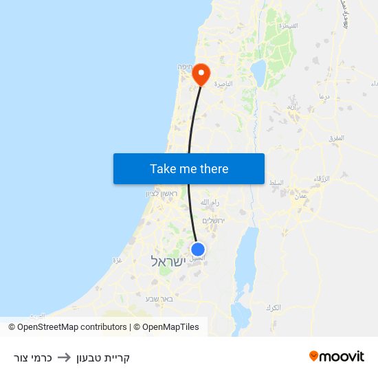 כרמי צור to קריית טבעון map