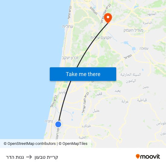 גנות הדר to קריית טבעון map