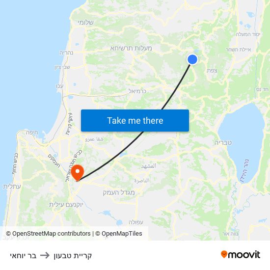 בר יוחאי to קריית טבעון map