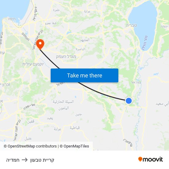 חמדיה to קריית טבעון map