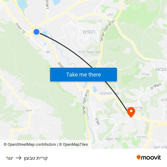 יגור to קריית טבעון map