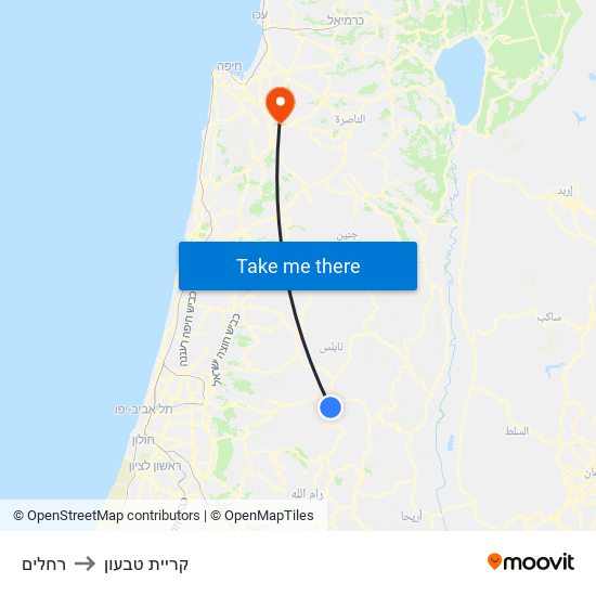 רחלים to קריית טבעון map