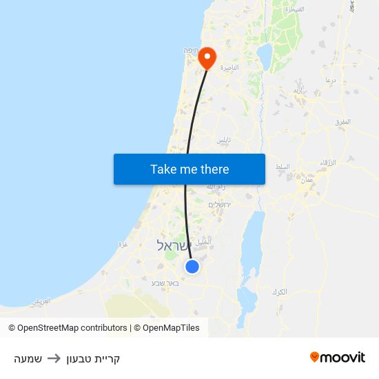 שמעה to קריית טבעון map