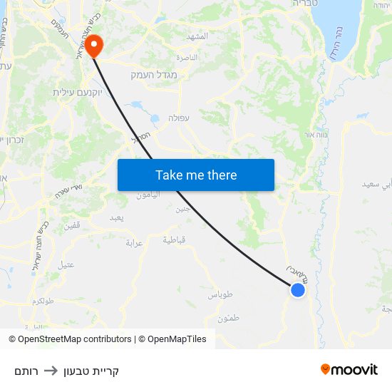רותם to קריית טבעון map