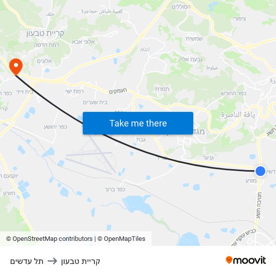 תל עדשים to קריית טבעון map