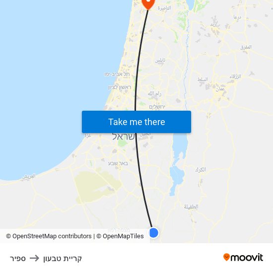 ספיר to קריית טבעון map