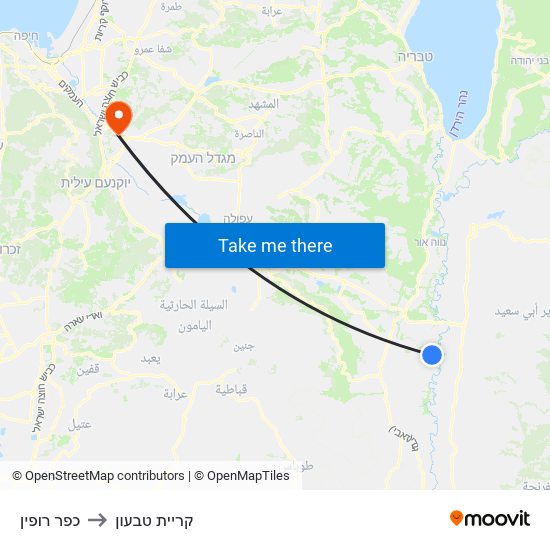 כפר רופין to קריית טבעון map