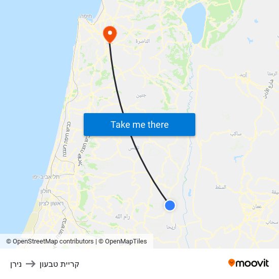 נירן to קריית טבעון map