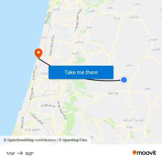 יצהר to יקום map