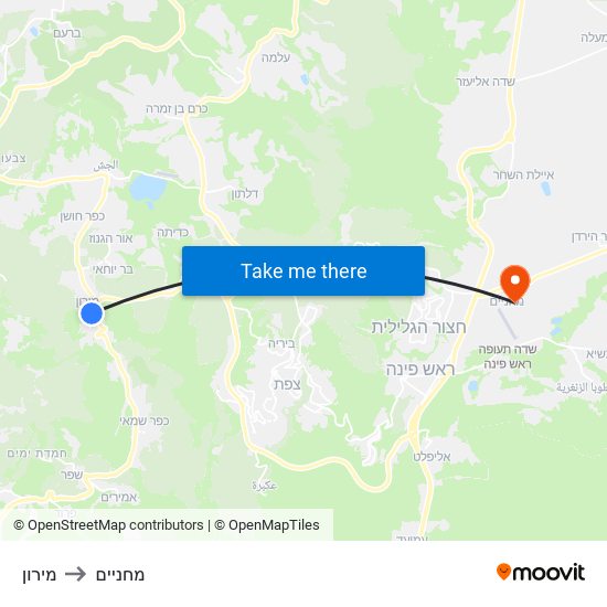 מירון to מחניים map