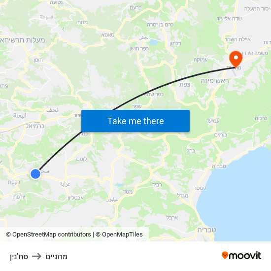 סח'נין to מחניים map
