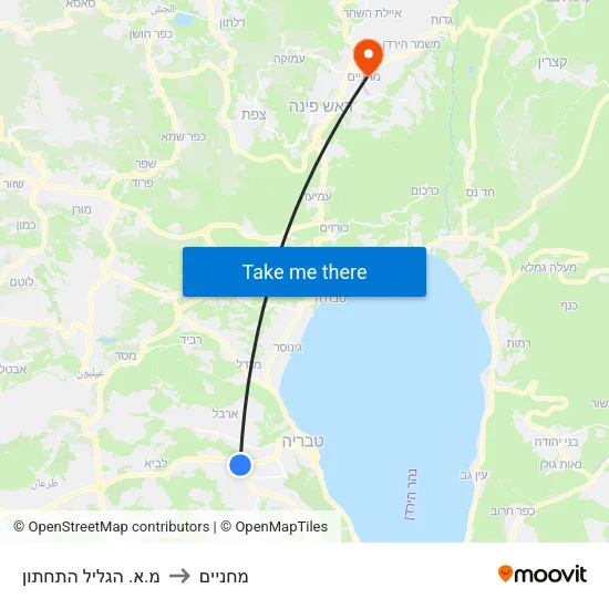 מ.א. הגליל התחתון to מחניים map