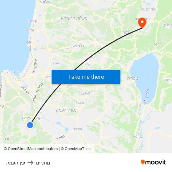 עין העמק to מחניים map