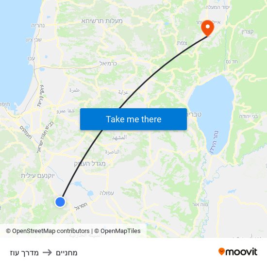 מדרך עוז to מחניים map