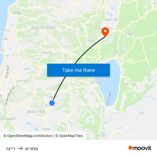 ריינה to מחניים map