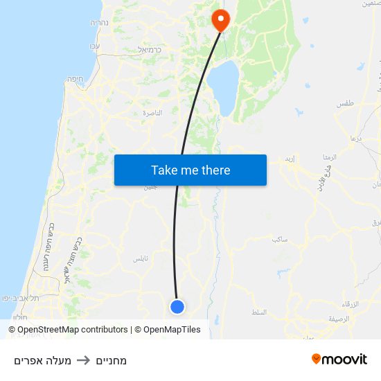 מעלה אפרים to מחניים map