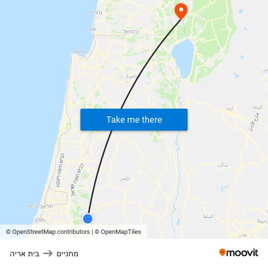 בית אריה to מחניים map