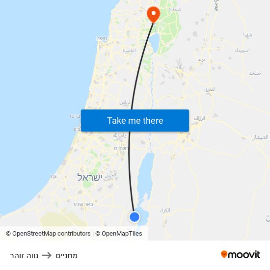 נווה זוהר to מחניים map