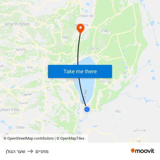 שער הגולן to מחניים map