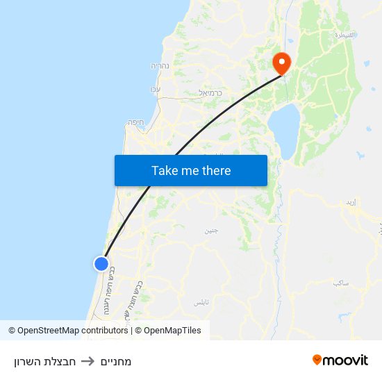 חבצלת השרון to מחניים map