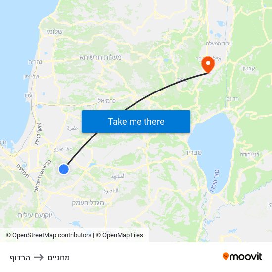 הרדוף to מחניים map