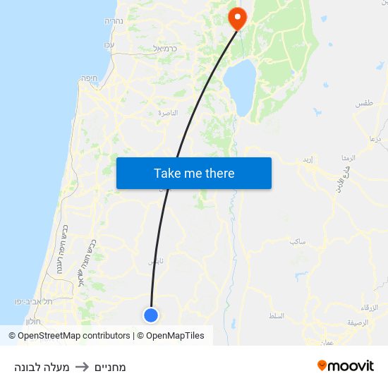 מעלה לבונה to מחניים map