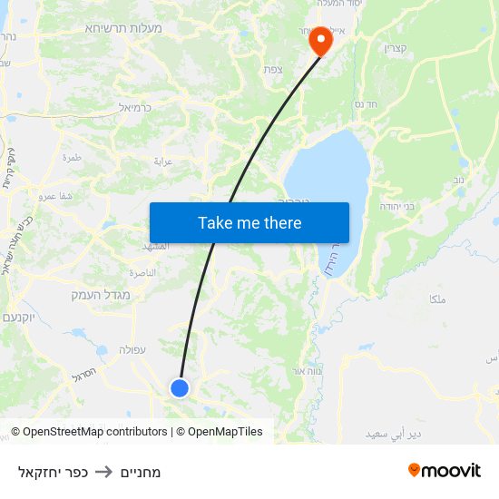 כפר יחזקאל to מחניים map
